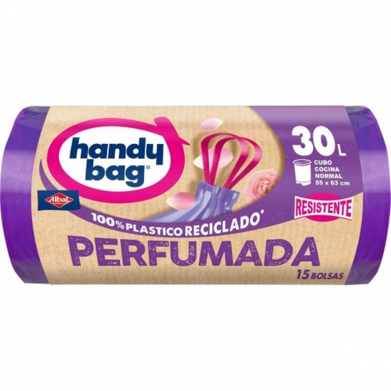 Handy bag bolsas de basura Perfumadas 12 unidades 30 litros 55x63