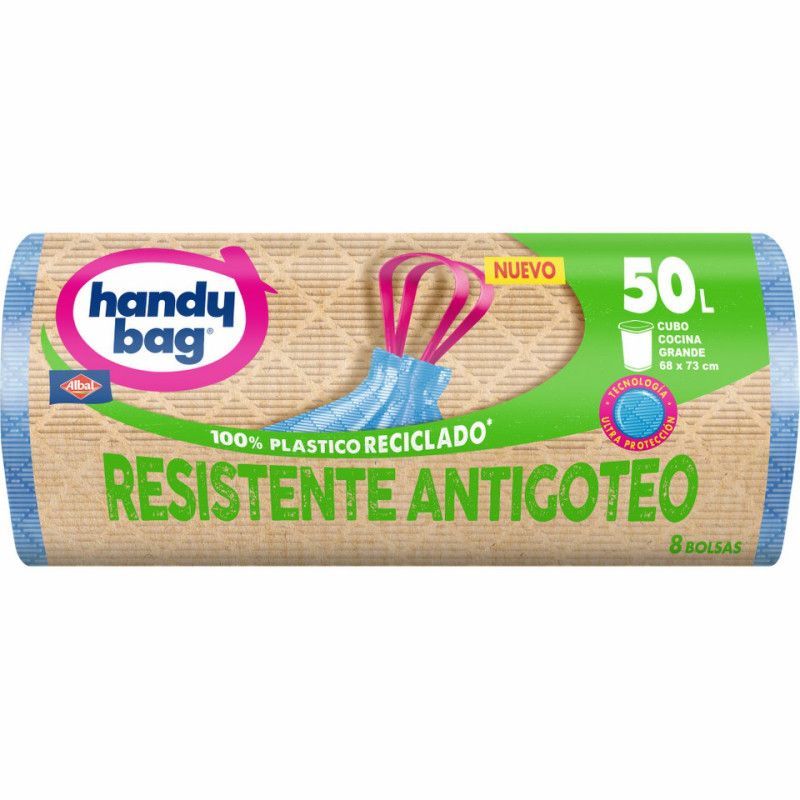 Handy bag bolsas de basura 8 unidades 50 litros 68x73