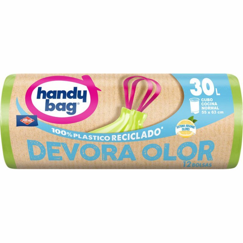 Handy bag bolsas de basura Devora Olor 12 unidades 30 litros 55x63