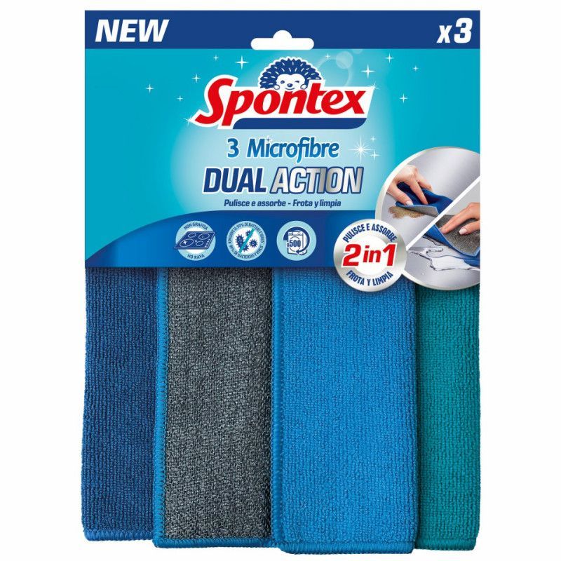 Spontex Dual Action Bayetas Microfibra pack 3
