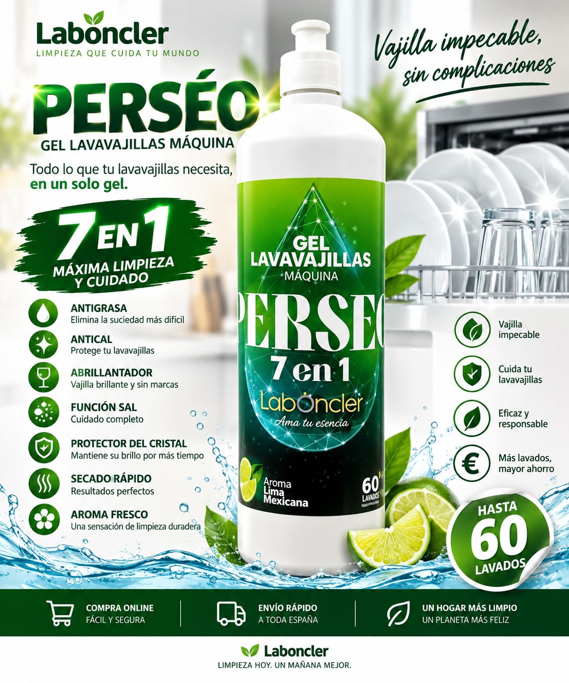 Laboncler Perseo Lavavajillas Máquina 7 en 1 Laboncler Perseo Lavavajillas Máquina 7 en 1
