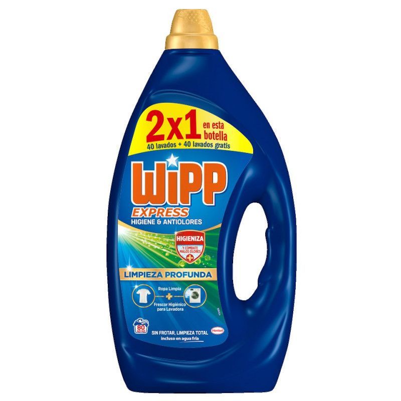 Wipp Express detergente líquido Antiolores 80 dosis Wipp Express detergente líquido Antiolores 80 dosis