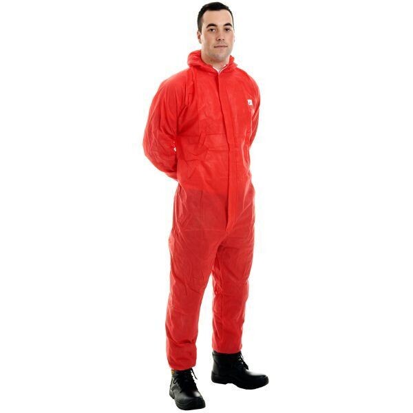 Red Disposable Coverall with Hood