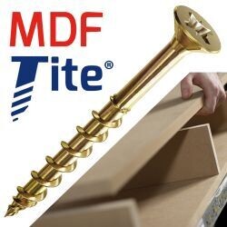 MDF-TITE COUNTERSUNK POZI PZ2 WOODSCREW, NET COAT YELLOW