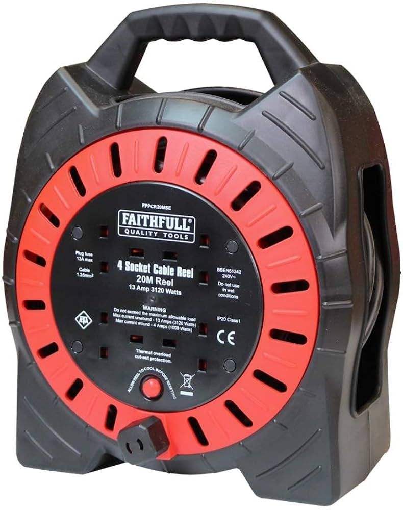 Faithfull 4 Socket Cable Reel 
