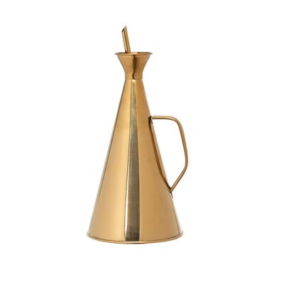 5.25&quot; Round x 10.5&quot;H 32 oz. Stainless Steel Oil Cruet, Gold Finish