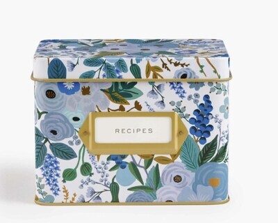 Garden Party Blue Recipe Box