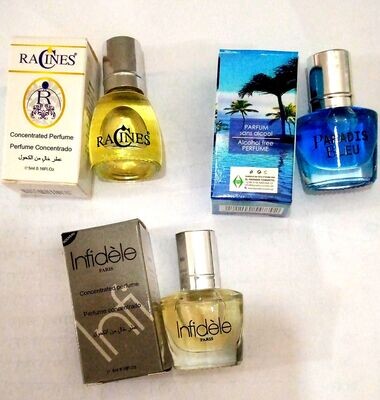 Concentré de parfum sans alcool de El paradis cosmetics (PARADIS BLEU, INFIDÈLE, RACINES 5ML