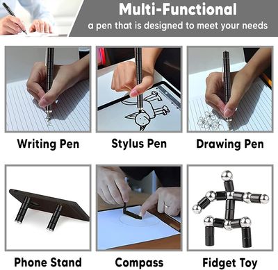 Magnetic Fidget Pen, Ballpoint Magnet Pen, Cool Gadgets For Men, Anxiety Crushmetric Magic Pens, Fun Mens Adhd Gifts for Dad, Birthday Novelty Gift Ideas for Boyfriend Son, Husband (Black)