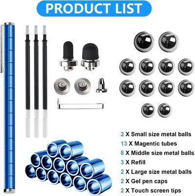 YEJIKJ Magnetic Pen, Decompression Fidget Pen, Multifunction Writing Magnet Ballpoint Pen, Magnetic Metal Ball Pen with Gift Box, Stress Relief Toys Gift for Friends, Adults (Blue)