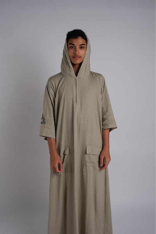 Men Jalabiya, Hoodie, Laurel color (Summer Collection)