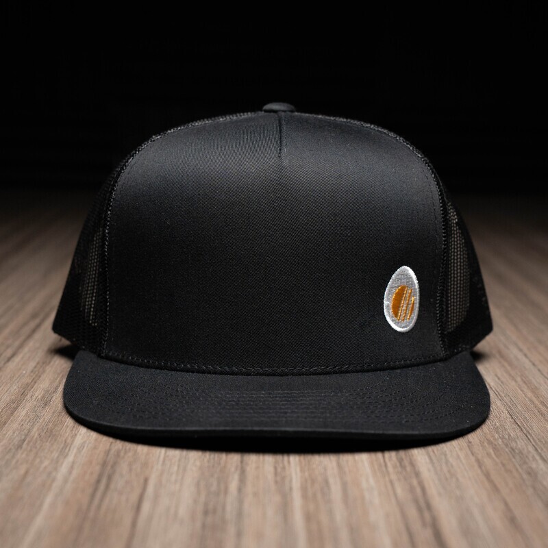 Signature Egg Flat Bill High Trucker Hat Black