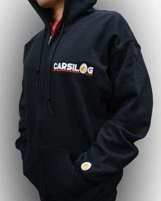 Carsilog Embroidered Zip-Up Hoodie Black