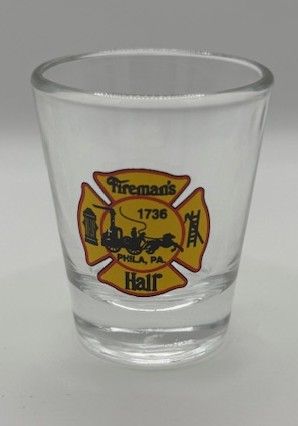 Shot Glass with Fireman&#39;s Hall Museum Crest