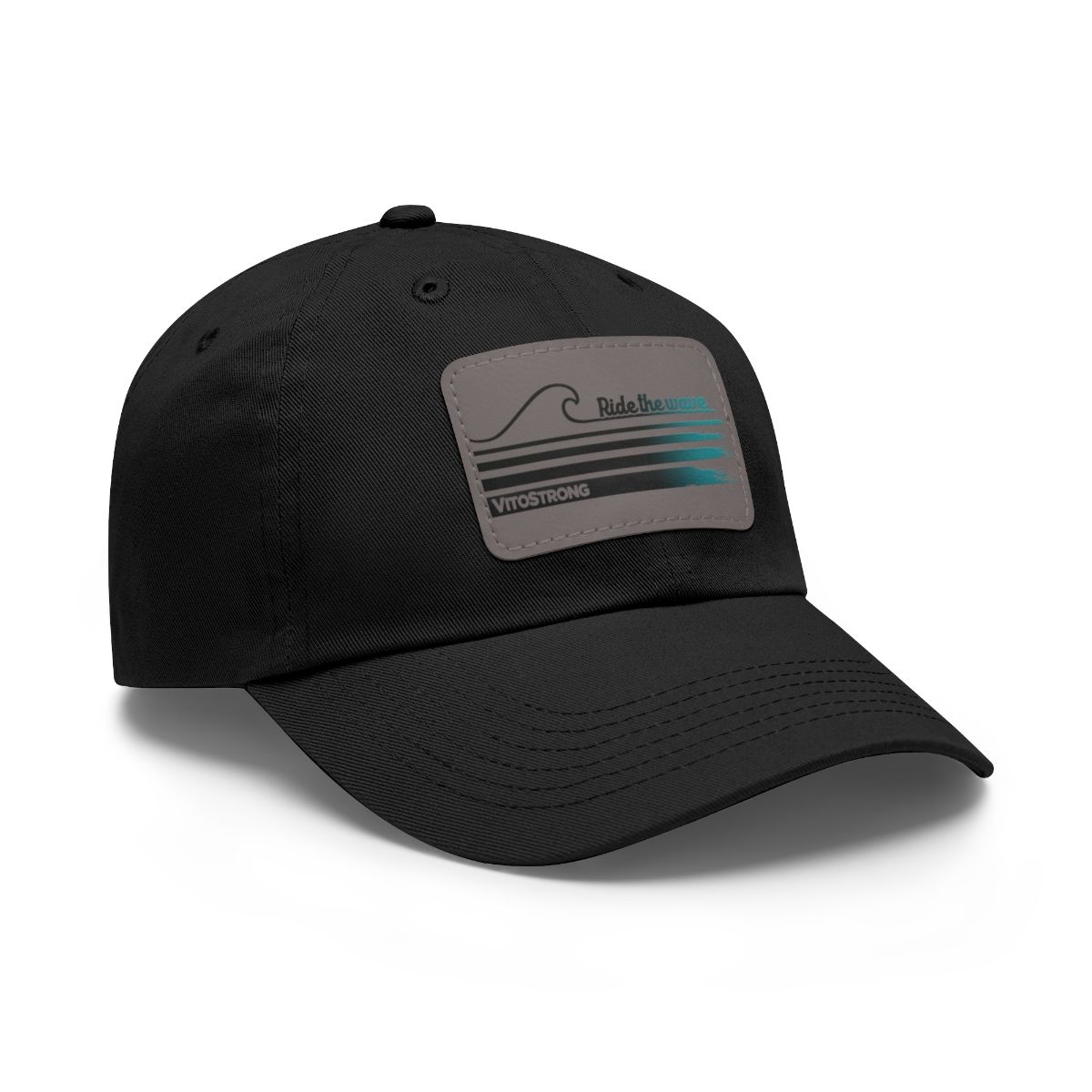 VitoStrong Hat with Leather Patch, Colors: Black / Grey patch, Patch shape: Rectangle, Sizes: One size