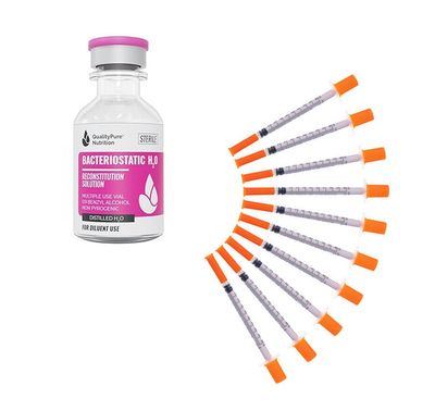 30 Day Supply Starter Pack | (20) U100 Insulin Syringe 1mL/cc &amp; (1) 30ml Water