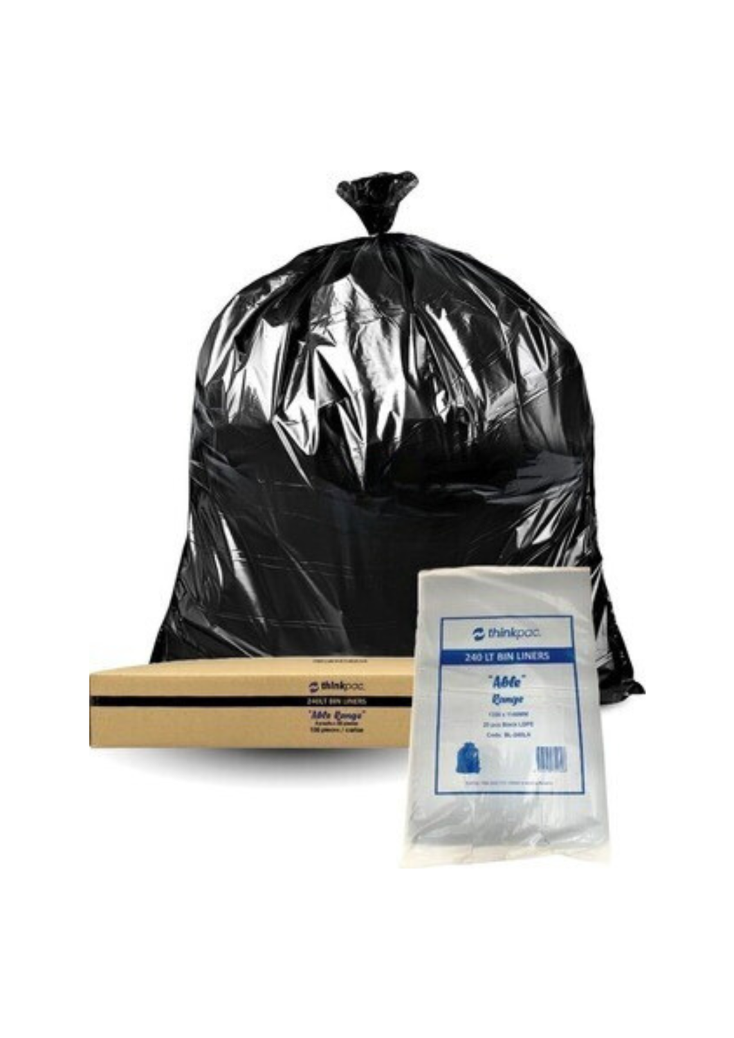 Thinkpac 240L Black Bin Liners – 1 Pack of 25 x 4 (100 Liners Total)