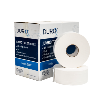 Duro Jumbo Toilet Paper Roll x 8 (Carton) 300 metre 2 Ply