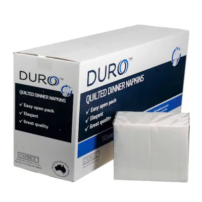 Duro Quilted Dinner Napkins – GT Fold, White, 1000 Pack
