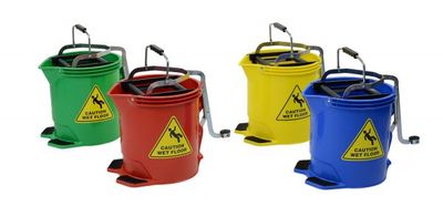 EDCO 15 Litre Metal Wringer Bucket – Blue, Green &amp; Red