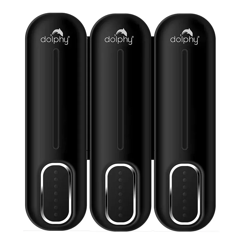 Dolphy Manual Soap Dispenser 300ml – Pack of 3, Black/White