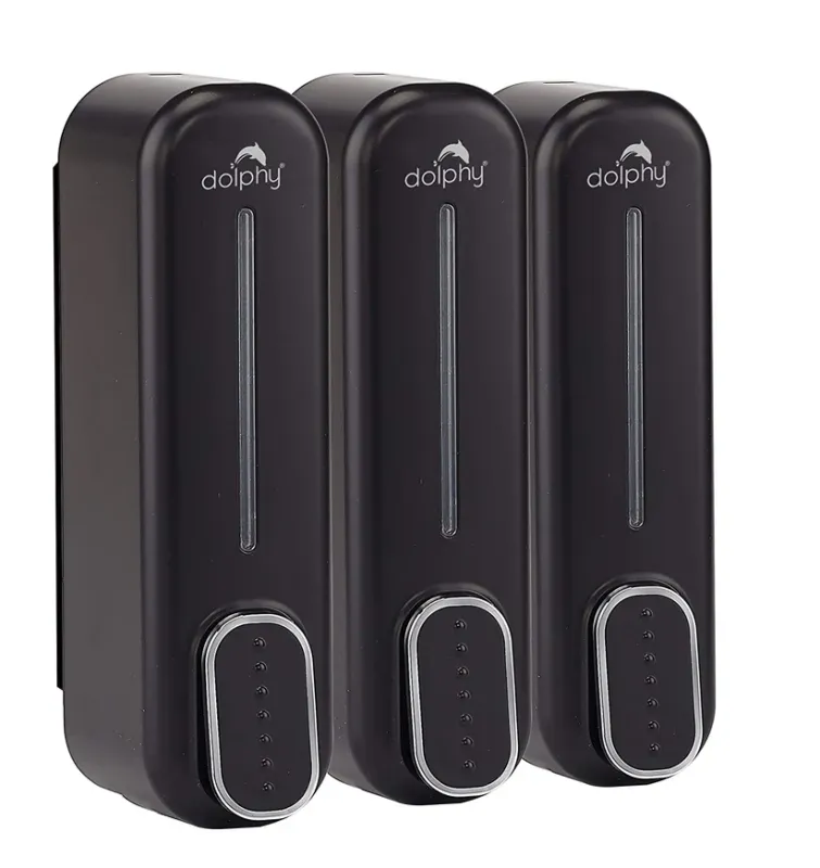 Dolphy Manual Soap Dispenser 300ml – Pack of 3, Black/White