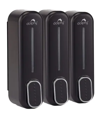 Dolphy Manual Soap Dispenser 300ml – Pack of 3, Black/White