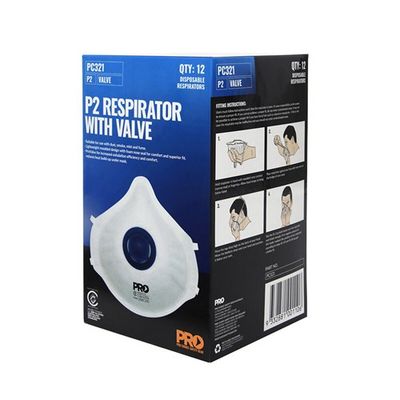 Dust Masks P2 with Valve – 12 Pack Respirators