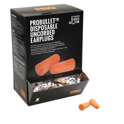 Probullet Disposable Uncorded Earplugs – 200 Pairs, Class 5 SLC80