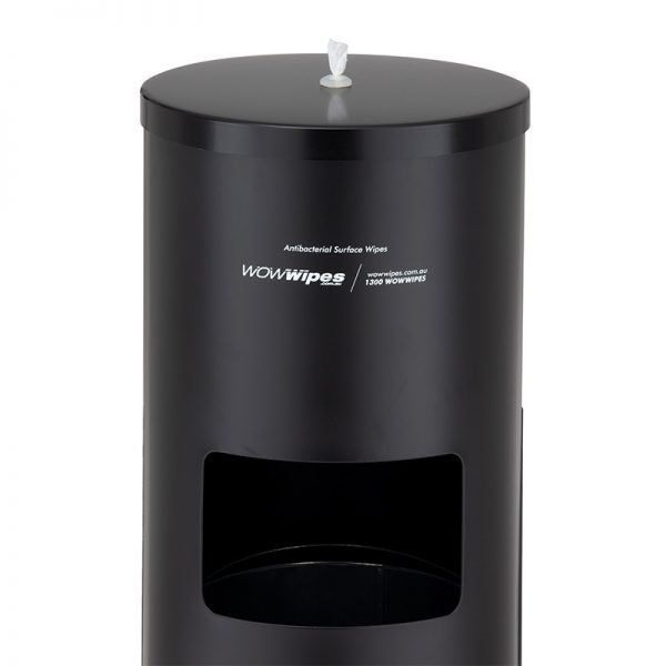 Wow Wipes Standing Dispenser Matte Black Steel Powder Coated
