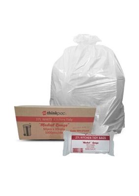 Garbage Bin Liners 27L – Small Bin, Heavy-Duty, 1000 Liners (20 Packs of 50)