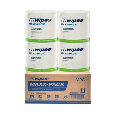 WOW WIPES FitWipes Antibacterial Surface Wipes Refill Pack – 4 Packs of 1200 Wipes