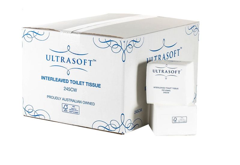 Ultrasoft Interleaved Toilet Tissue 2 Ply – 36 Pack Carton