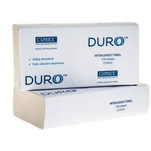 Duro Interleaved Paper Towel – 24cm x 23cm, Carton of 16
