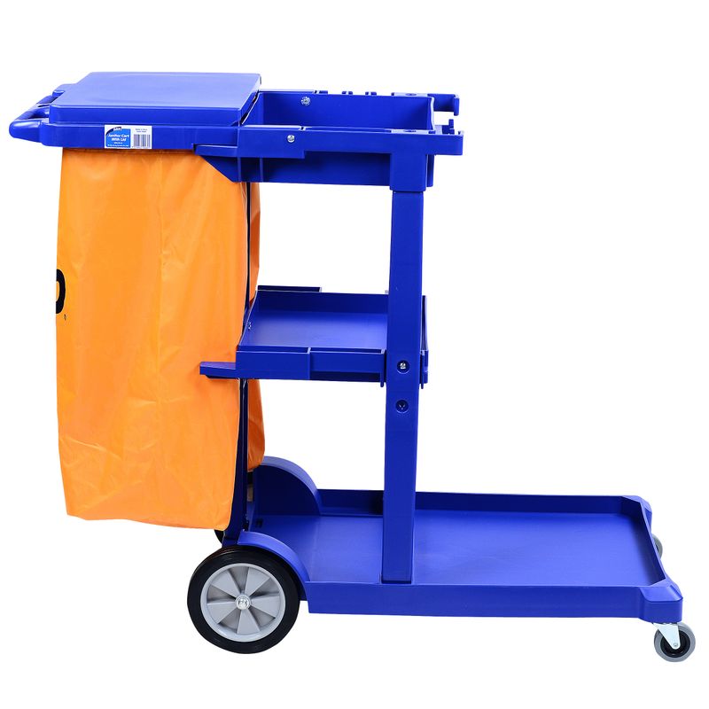 Edco Janitor Cart with Lid – Heavy Duty Cleaning Trolley, Blue