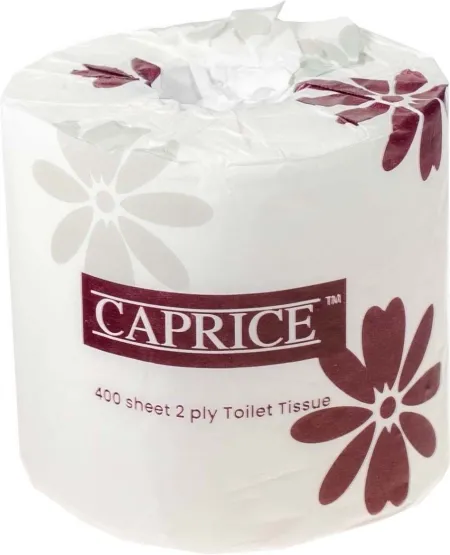 Caprice 2-Ply Toilet Paper – 400 Sheets, Individually Wrapped, 48 Rolls per Carton