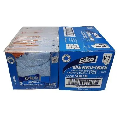 Edco Merrifibre Universal Microfibre Cloth 3-Pack –Blue x 12 packs