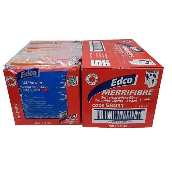 Edco Merrifibre Universal Microfibre Cloth 3-Pack –Red x 12 packs
