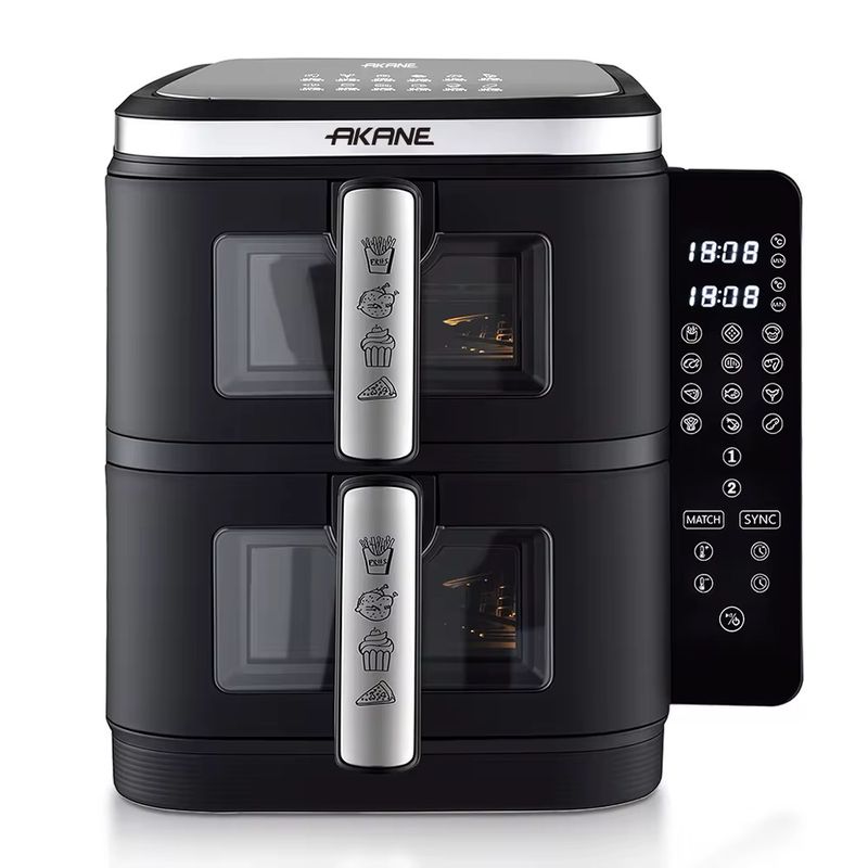Friteuse à air AKANE 2800W à double panier, machine de cuisson électrique avec 5,5L + 5,5L,