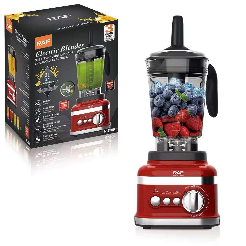 Mélangeur électrique en plastique RAF 2L 1500w démarrage rapide et forte puissance 4 lames en acier inoxydable