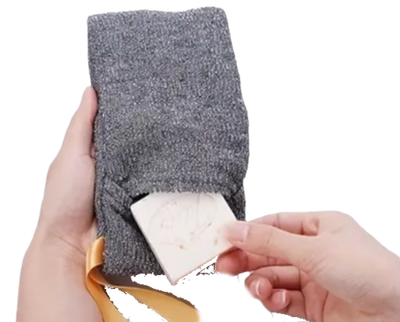 Peelingsäckchen Deluxe - mit farbiger Handschlaufe