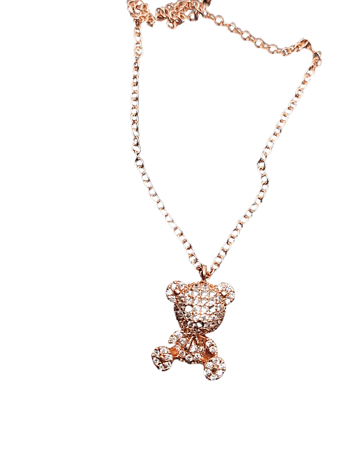 Süßer Bärchenanhanger mit Kette - rosegold