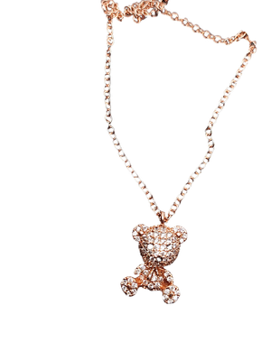 Süßer Bärchenanhanger mit Kette - rosegold
