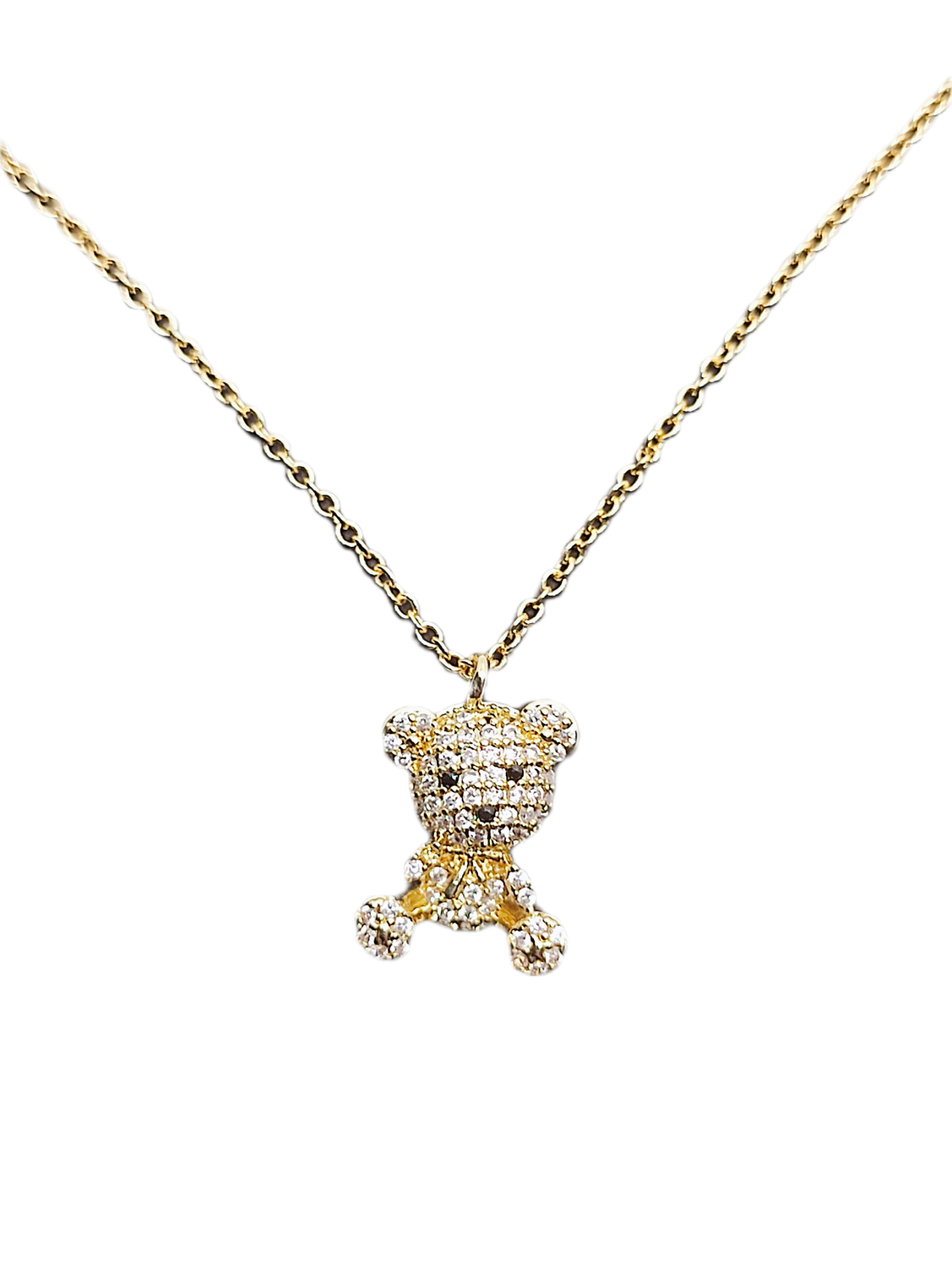 Süßer Bärchenanhanger mit Kette - Gold