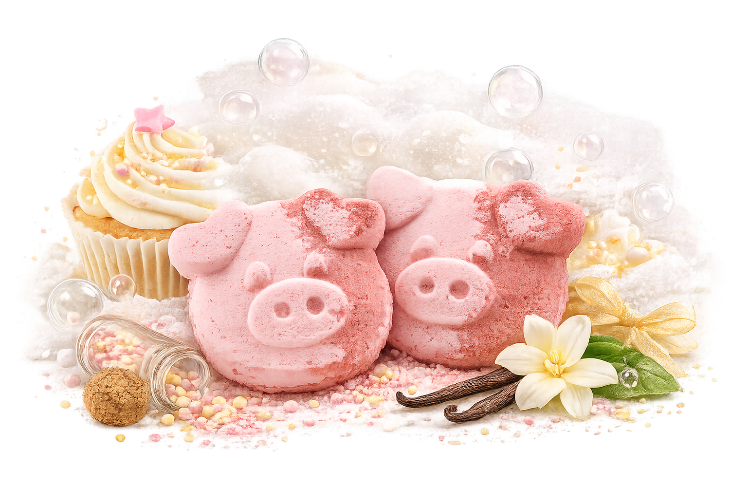 Badebomben Schweinchen – Vanille Cupcake (2er-Set)