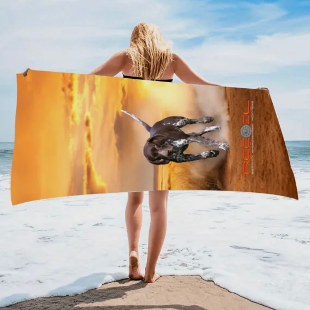Beach Towel with Jett Running