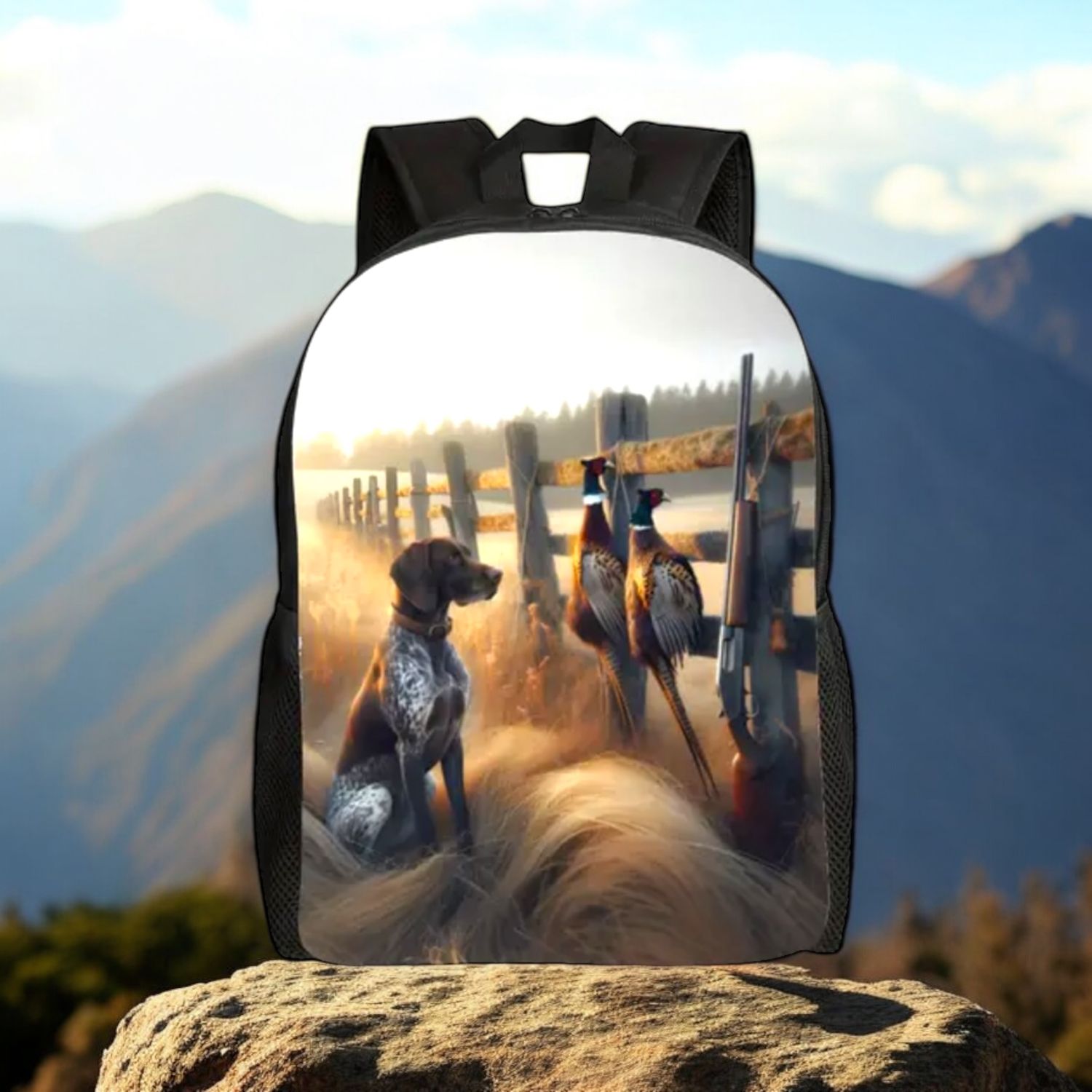 Back Pack with pheasants and GSP