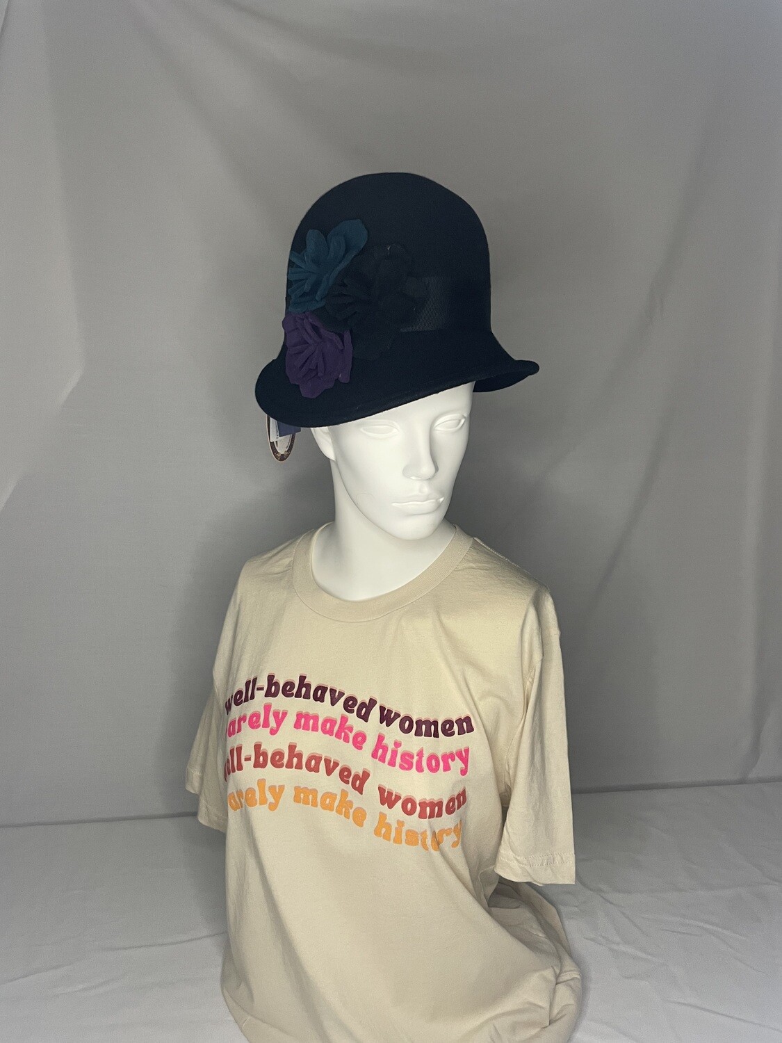 Cloche -3 flowers- black