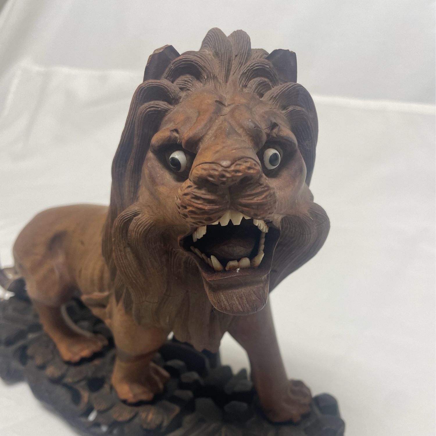Lion - Wood on Carved Base