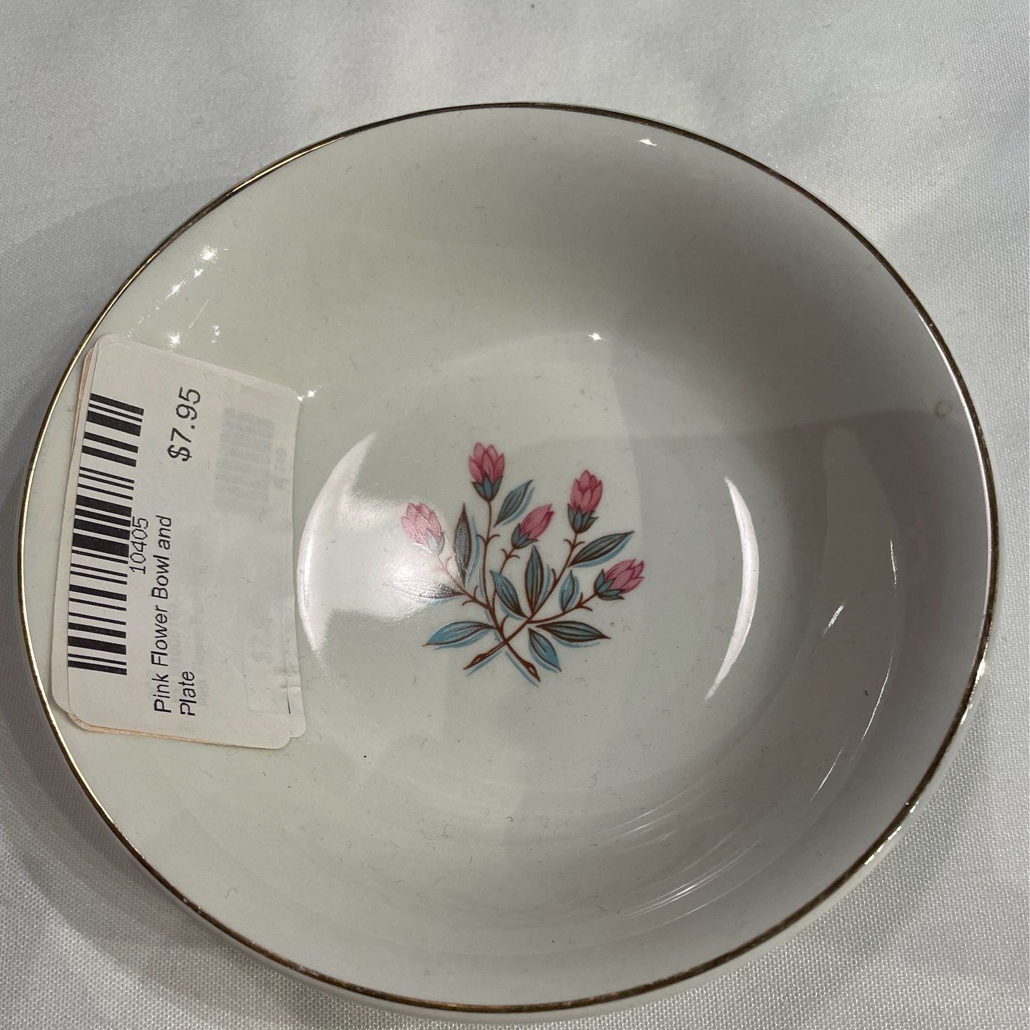 Pink Flower Bowl and Plate